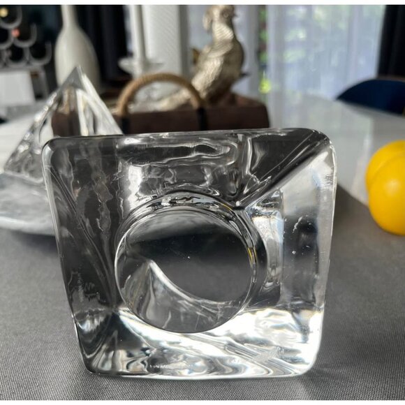 Nybro Sweden Pyramid Clear Crystal Votive Candle Holder by Tord Kjellstrom MCM - Picture 4 of 8